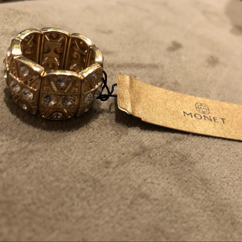 Monet CZ gold tone stretch ring